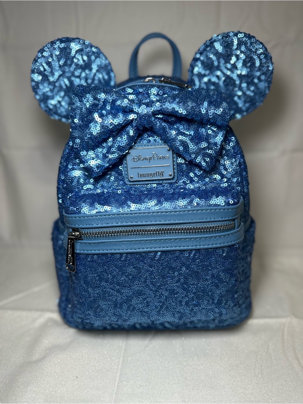 Loungefly Sparkling Blue Sequin Minnie Ear Mini Backpack